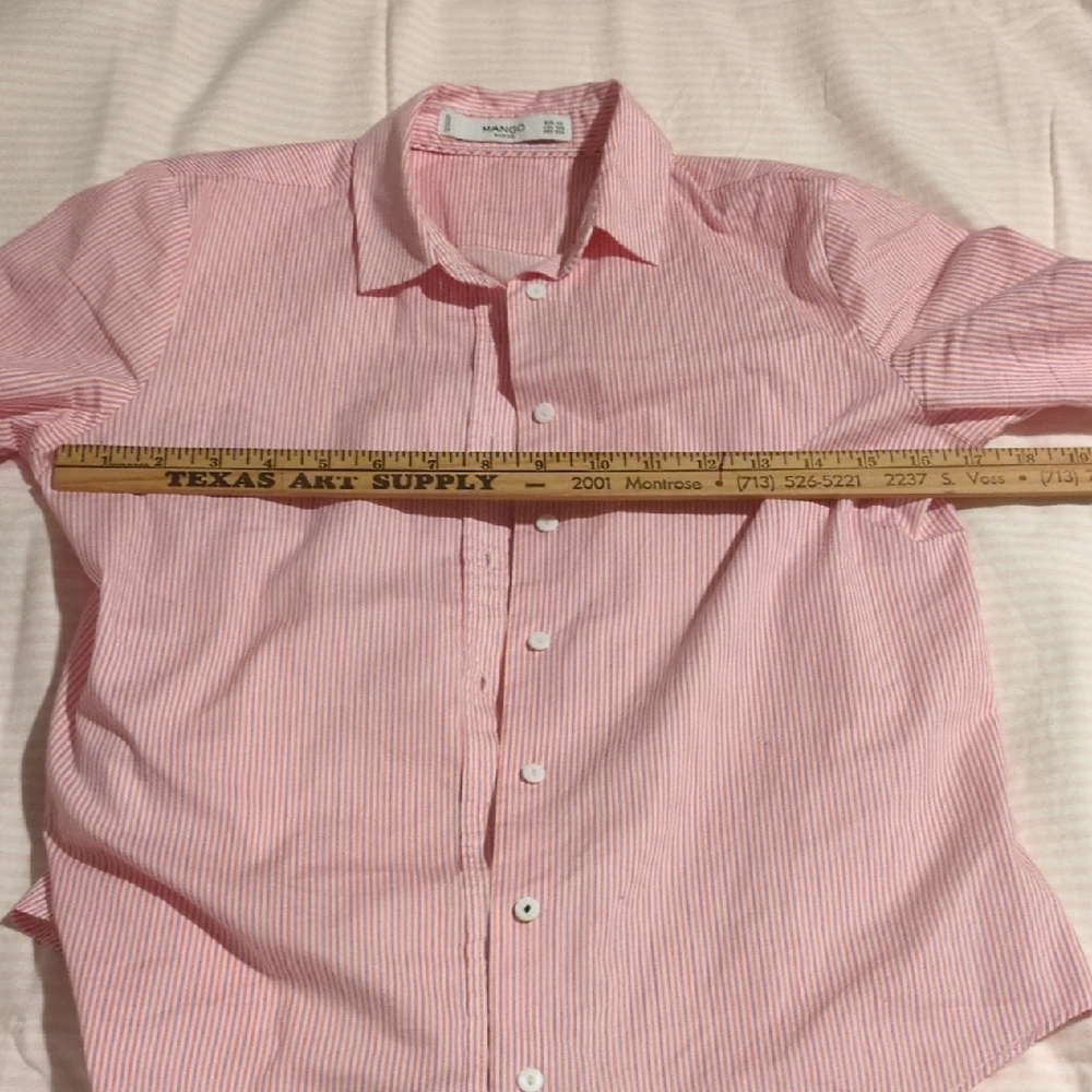 Mango Red Striped Button Down Shirt